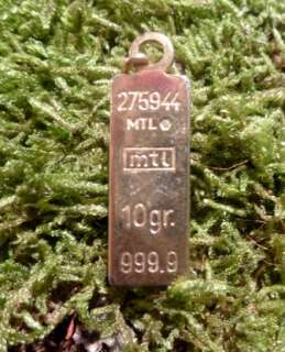 Silberanhänger 999er als Barren, vergoldet MTL 10 Gr. 1Qu5359  