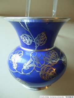 Silveroverlay Vase   Heinrich & Co.   blauer Fond  