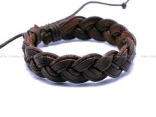 Men Hemp Leather Brown Bracelet H13 w/Tracking No.  