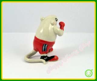 Miniature Figurine Ceramic MUAY THAI Boxing RED Mouse Farm Animal 