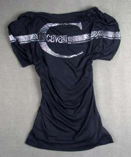 New Just Cavalli Womens Logo T Shirt Sz.S M black  