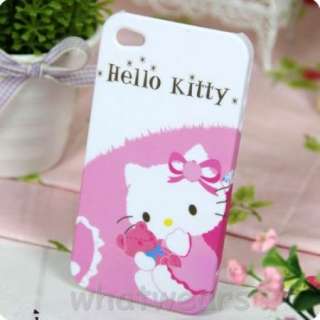 HelloKitty Iphone 4G Hard Case Mobile Cover Pink Princess &Little Bear 