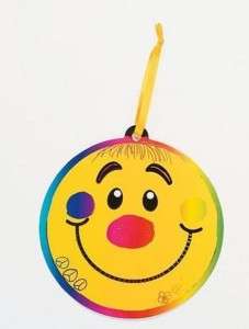 Smiley Face Scratch Art Ornaments Kit Craft Kid Smile  