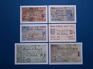 SIX REPRODUCTIONS Jersey German occupation 1941, complete set  