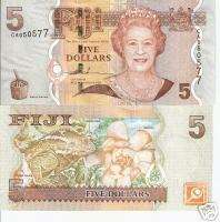 FIJI 5 Dollar Banknote World Money 2007 Currency Queen  