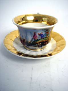 CUP SAUCER PICTURE PAINTING GILDED 1850 THURINGIA 2  