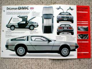 1981/1982 DeLorean DMC SPEC SHEET/Brochure/Catalog/  