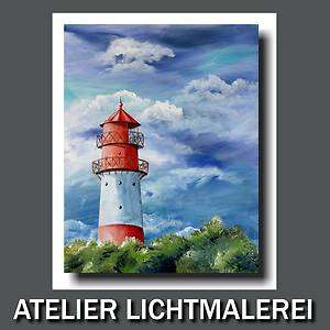 KUNST BILD LEINWAND Meer Leuchtturm ACRYL ORIGINAL wolkenblick 