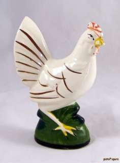 Vintage Japan Rooster Figurine Old White Chicken Farm  