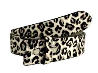 New Snap On Calf Hair Leopard Print Leather Belt Strap Tan Black 