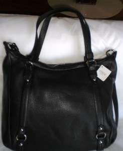   Alexandra Large Black Pebble Leather Satchel Crossbody Shoulder Bag