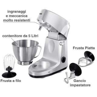   Robot Cucina Impastatore Planetaria. 1000W. Garanzia Italia  