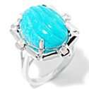   Gems Carved Sleeping Beauty Turquoise and Diamond Sterling Silver Ring