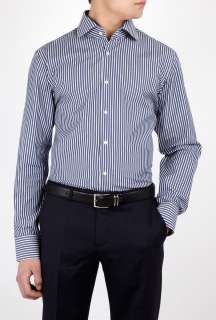   Boss Black  Navy Bold Stripe Classic Fit Shirt by Hugo Boss Black