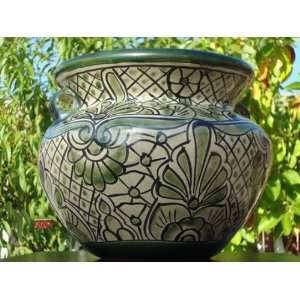 Talavera Big Ceramic Pot Bean Flower Planter Mexican Fine Art Pottery 