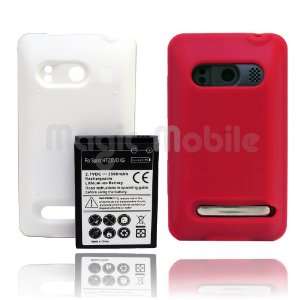   Cover And Red Silicone Rubber Skin Case For HTC EVO 4G *Stylus Gratis