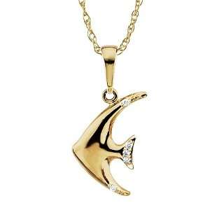  Diamond Angel Fish Necklace Jewelry