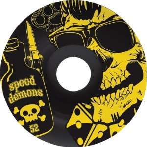 Speed Demons Greaser 52mm Black Yellow Skate Wheels  