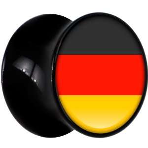  2 Gauge Black Acrylic Germany Flag Saddle Plug: Jewelry