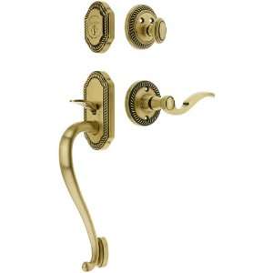 Newport Entry Lock Set in Antique Brass Finish with Parthenon Knob and 