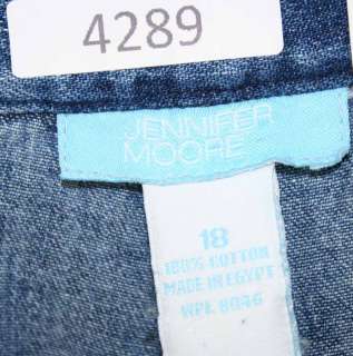 Jennifer Moore sz 18 Womens Blue Jeans Denim Skort skirt Shorts NQ78 