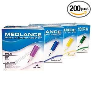  MEDLANCE Plus Lite 25G Lancets. Box of 200 Health 