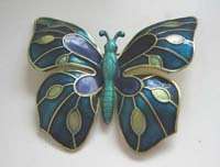 Vintage German Butterfly blue purple enamel lapel pin  