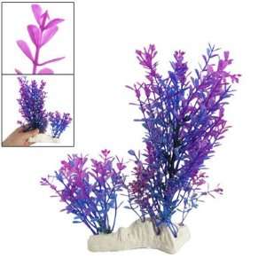 Como Fish Tank Purple Blue Plastic Water Grass Ceramic Base Decoration