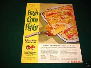 1955 Aunt Jemima Corn Meal Chicken Ham Shortcake Ad  