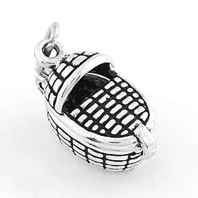 SILVER BASKET WITH BABY MOSES INSIDE CHARM W/SPLIT RING  