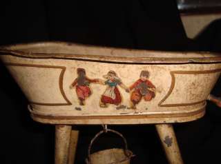 Old Vintage Tin Bath Tub on Stand from Germany 1930 Very Rare  