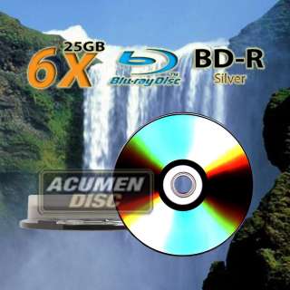 10 Pack 1X 6X BD R Blu ray Silver TOP Blank Media Disc  