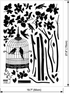 Bird Cage Flower Tree Wall Stickers Vinyl Decals Decor  