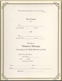 MARRIAGE Certificate Gold Border Blank  