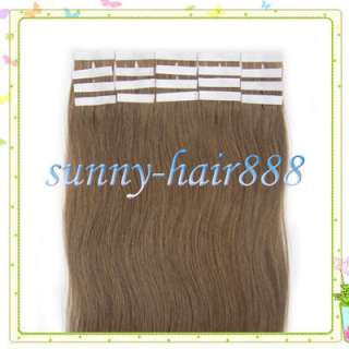   20Remy Tape skin human hair extensions LIGHT BROWN 12 50g 20pcs New