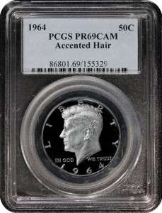 1964 KENNEDY PCGS PR 69 CAMEO   Accented Hair  