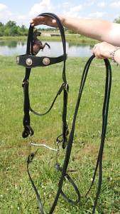 USA made black draft horse bridle horseshoes 7 bit  