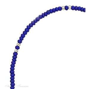  Sterling Silver 9 Beaded Ankle Bracelet Blue Pony Beads Jewelry