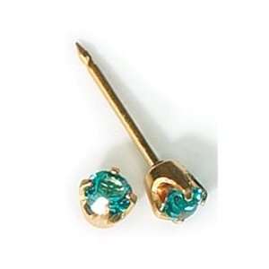  Iverness 24K Birthstone Gems Tiffany 3mm Piercing Earrings 