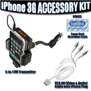in 1 Fm Transmitter (Black) + RCA AV (Video & Audio) Cable with iPod 