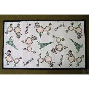    Paris French Eiffel Tower Pink Poodle Area Rug