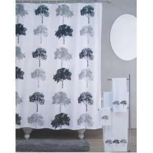Black and White Tree Orchard Patterned Shower Curtain:  