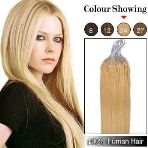    18 100 Pc Light Blonde Microloop Human Hair Extensions Beauty