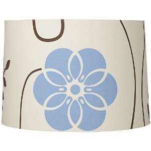  Blue and Brown Cotton Floral Lamp Shade15x16x11 (Spider 