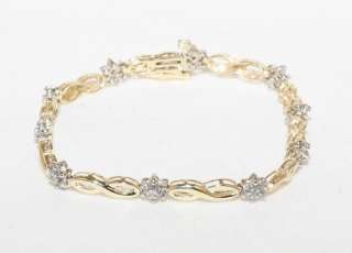 estate 10k solid gold 1 0ct diamond figure 8 link bracelet photo s
