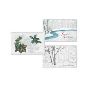   and Name   Recycled holiday card for charity with snowy stream design