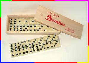 NEW DOMINOES GAME SET OF 28 DOUBLE SIX IN WOODEN CASE  