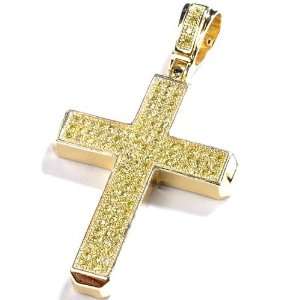  Mens Yellow CZ Cubic Zirconia Hip Hop Yellow Gold Plated 