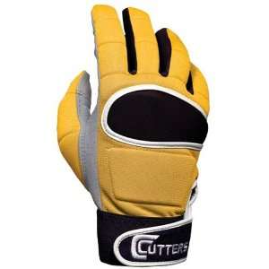  Cutters Full Finger Football Lineman Gloves   Gold Small 