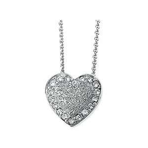  Sterling Silver Cubic Zirconia Heart Necklace Shula NY Jewelry
